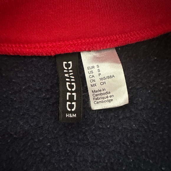 Blue and White Cropped Hoodie - Picture 6 of 7